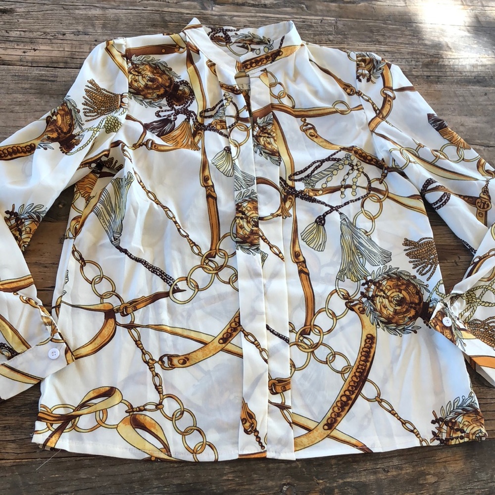 Chiffon Horsebit Gucci style Blouse M